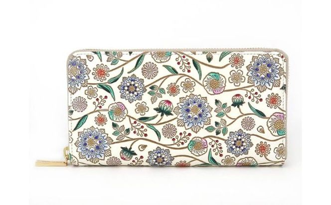 【文庫屋大関】 大容量　ぐるっとファスナーの長財布　ダリア＜コバルトブルー＞【皮革工芸品】 ファッション小物 民芸品 