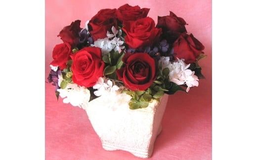 【日付指定可能】 プリザーブドフラワーローズ１０輪　プリザーブドフラワーアレンジメント レッド 薔薇 バラ ギフト プレゼント ラッピング 産地直送 インテリア お花 フラワー H193-040