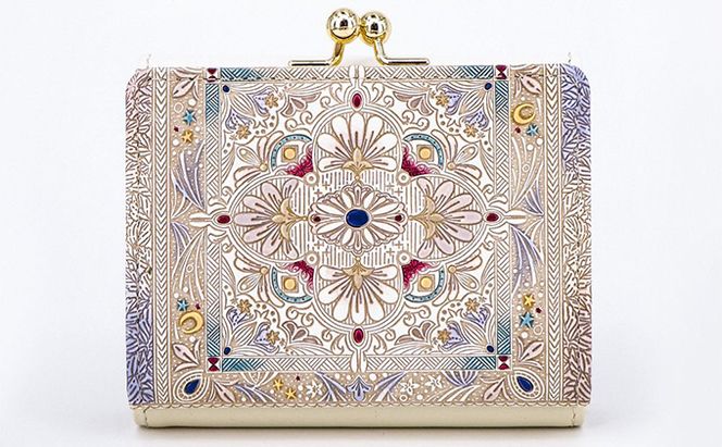 【文庫屋大関】三つ折りミニ財布　夢幻のタピ【皮革工芸品】 ファッション 小物 民芸品 お札 カード 小銭 手のひらサイズ コンパクト 大人かわいい 牛革 手作り 国産 