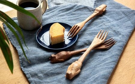 しろくま の フォーク 糸島市 / しろくも工房【いとしまごころ】 [AEO003] しろくま シロクマ フォーク カトラリー テーブルウェア クラフト 木工　雑貨