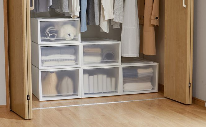 チェスト ネスティングボックスチェスト 3個セット NSBC-500D×3 ホワイト/クリア アイリスオーヤマ 収納ケース 引き出し 収納ボックス 衣装ケース クローゼット ケース プラスチック 日本製 雑貨 日用品 