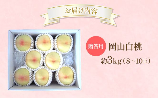 桃 2026年 先行受付 贈答用 岡山 白桃 約3kg (8～10玉) フルーツ 果物 岡山 赤磐市