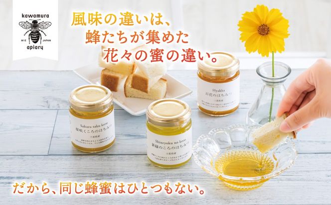 微かな風味の違いを楽しむ。川村養蜂場の利き蜂蜜セット（非加熱・無添加 天然100％おまかせ蜂蜜３種）│はちみつ 国産 食べ比べ お試し 朝食 はちみつ紅茶 はちみつレモン 贈り物 ギフト-[A19]
