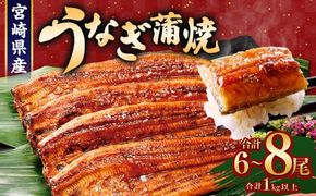 ＜宮崎県産 うなぎ蒲焼 6～8尾 計1kg以上＞翌月末迄に順次出荷【c1450_mn】 ウナギ 鰻 うなぎ かば焼き 蒲焼き