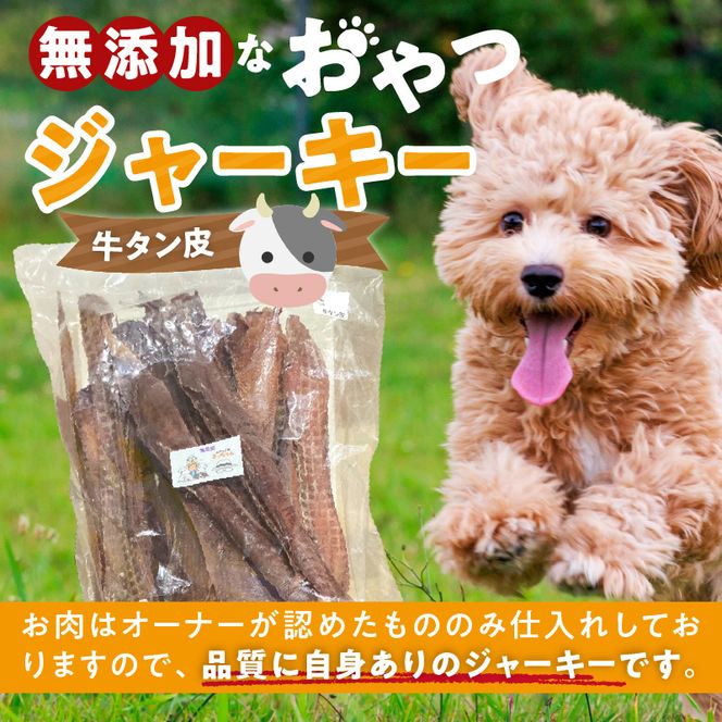 【総量500g】犬猫用 無添加おやつジャーキー 牛たん皮（肉）［143O18］