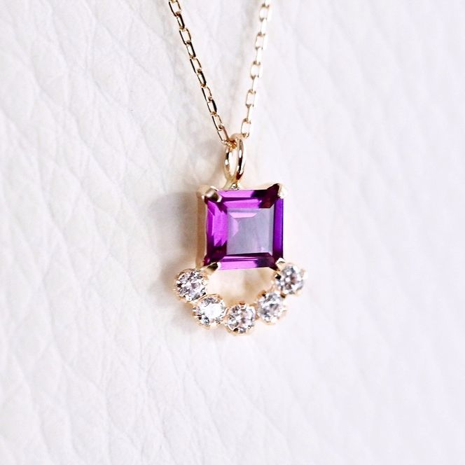 【ジュエリー】K10 イエローゴールド ロードライトガーネット ペンダント ネックレス 保証書付 SMK-5221 242-013-d