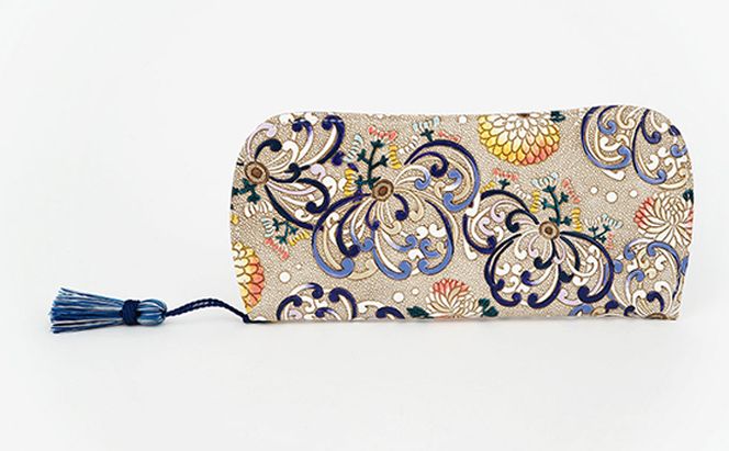 【文庫屋大関】メガネケース　乱菊＜青紫＞【皮革工芸品】 ファッション小物 民芸品 