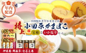 【12月下旬お届け商品】特上 小田原蒲鉾詰合 宝船と、いか塩辛3本箱入セット【惣菜 イカ塩辛 かまぼこ 地元特産品 小田原特産品 伝統技法 板付き蒸しかまぼこ だてまき 錦玉子 なるとまき 神奈川県 小田原市 】 142069_CN007-EN