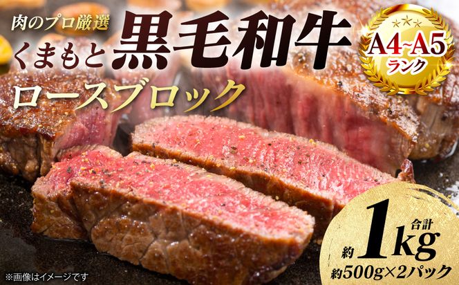 【A4～A5ランク】 くまもと黒毛和牛 ロース ブロック 約1kg （約500g×2パック） 和牛 牛肉 お肉 ロース 黒毛和牛 冷凍 焼肉 BBQ おかず ギフト 熊本県 八代市