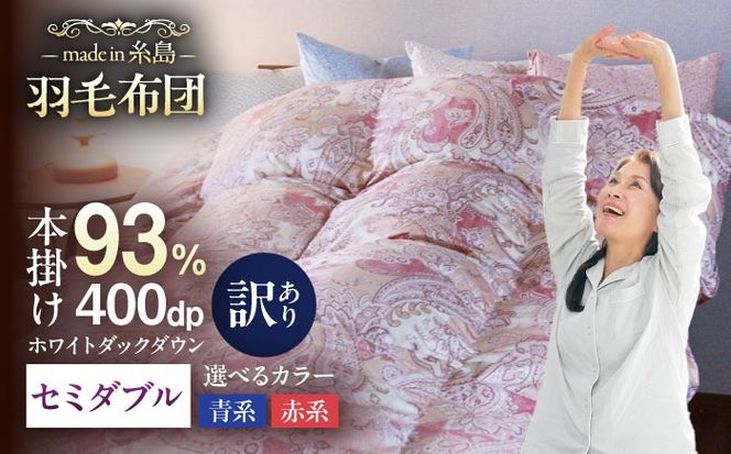 【訳あり】【糸島羽毛ふとん】【高級ダウン使用】羽毛 布団 本掛け 柄おまかせ フランス産 ダウン93％【セミダブル】 糸島市 / 株式会社三樹 / 布団 羽毛[AYM038]