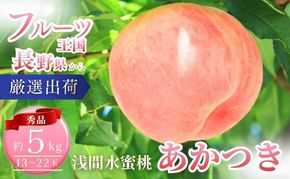 桃 先行予約 浅間水蜜桃 あかつき 約5kg 秀品 13～22玉 フルーツ 果物 白桃 白鳳 甘い 冷蔵