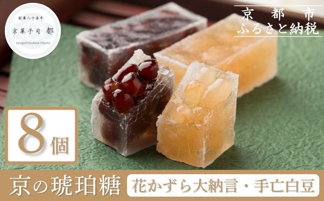【京菓子司 都】花かずら大納言・花かずら手亡白豆　詰合せ（8個入）［ 京都 琥珀糖 美しい和菓子 小豆 あずき 上品 人気 おすすめ 茶道 お茶菓子 京銘菓 お取り寄せ 通販 送料無料 ふるさと納税 ］ 261009_B-FN11