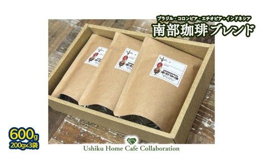 【牛久市限定コラボ】 南部珈琲 ブレンド 200g × 3袋 ＆ おまかせ ベーグル 8個 コーヒー豆 600ｇ コーヒー ブレンド 焙煎 おすすめ セット 詰合せ 食べ比べ bagel 食感 冷凍 パン しっとり もっちり おしゃれ まとめ買い お取り寄せグルメ [DL010us]