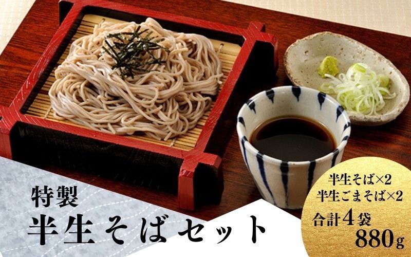 特製 半生そばのセット プレーン 220g×2 & ごま入り 220g×2 / 蕎麦 そば 生そば 麺 麺類 セット 食べ比べ[kann002]