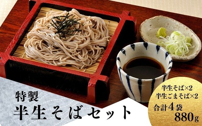 特製 半生そばのセット プレーン 220g×2 ＆ ごま入り 220g×2 / 蕎麦 そば 生そば 麺 麺類 セット 食べ比べ【kann002】 