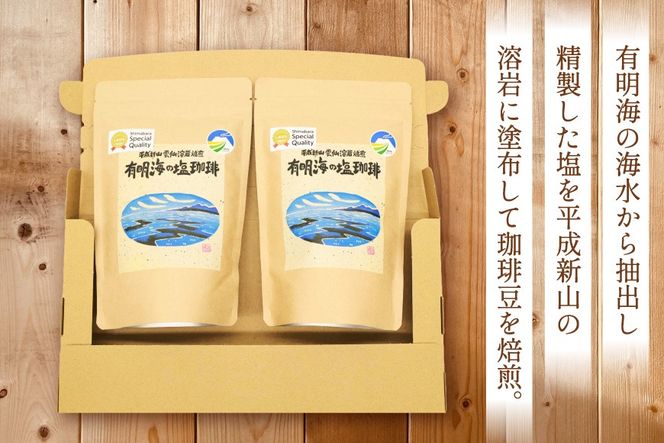 AK045 コーヒー ドリップタイプ 平成新山雲仙溶岩焙煎 有明海の塩珈琲 7g×4P 2袋 [ 珈琲 ドリップコーヒー coffee ドリップバッグ ドリップパック 小分け 塩珈琲 塩コーヒー 北田物産 長崎県 島原市 ]