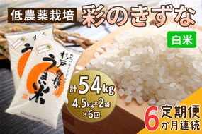 新米 [定期便／6ヶ月] 低農薬栽培の彩のきずな《白米》計54kg (4.5kg×2袋×6ヶ月連続)｜おいしい お米 コメ こめ ご飯 ごはん 白米 玄米 お取り寄せ 直送 贈り物 贈答品 ふるさと納税 埼玉 杉戸 [0553]