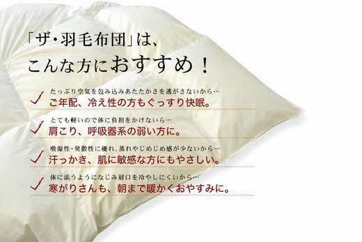 【5.8-1】ザ・羽毛布団 ニューゴールドラベル シングル 150×210cm　ホワイトダックダウン85％ 日本羽毛製品協同組合 品質推奨ラベル付き 羽毛 掛け布団 立体キルト【251-000001-20】