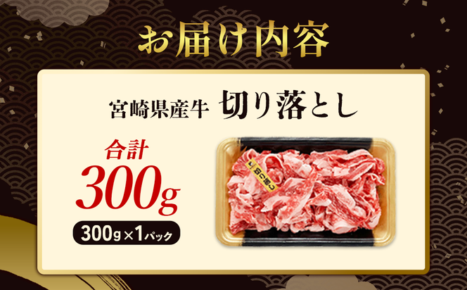 宮崎県産 黒牛 切り落とし 300g（1パック） 赤身 牛肉 切り落とし 肉 お肉 牛 国産牛 小分け 真空パック  冷凍 贈答 ギフト 人気 国産 えびの市