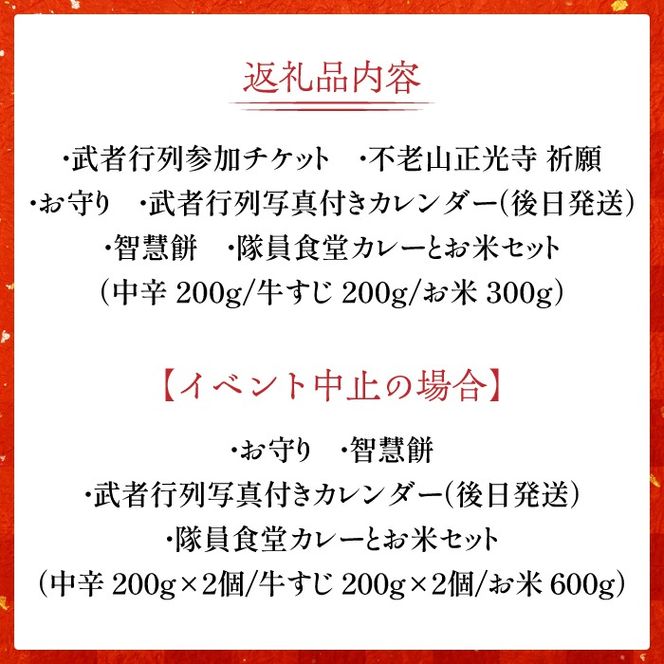 【必勝祈願】「限定5名 知恵の文殊大祭！2km練り歩き」《築上町》【NPO法人築上町観光協会】甲冑 鎧 武者 お守り 祈願[ABAX005]