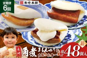 BJ518 岩崎本舗 【6回定期便】三種食べ比べセット(長崎角煮まんじゅう 4個・大とろ角煮まんじゅう 2個・チーズ角煮まんじゅう 2個) (箱) [岩崎食品 長崎県 島原市]