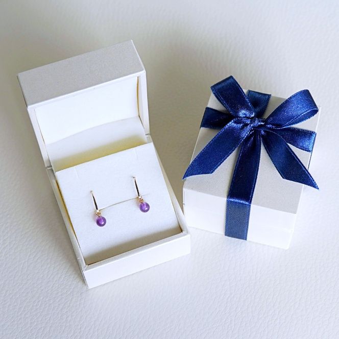 【ジュエリー】K10 イエローゴールド  アメシスト 揺れる ピアス 保証書付 SR-2222 242-002-b