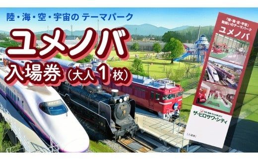 陸・海・空・宇宙の テーマパーク ユメノバ 入場券 （大人1枚） ザ・ヒロサワ・シティ チケット レジャー ヒロサワシティ お出かけ 夏休み 冬休み [DP009ci]