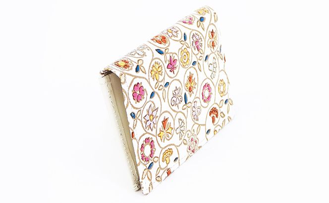 パスケース 金唐小花 文庫屋大関 名刺入れ カードホルダー 名刺ケース 名刺ホルダー カード入れ 定期入れ 定期ケース 小物 革小物 革製品 革 民芸品 日本製 東京 東京都 墨田区　お届け：発送可能時期より順次配送