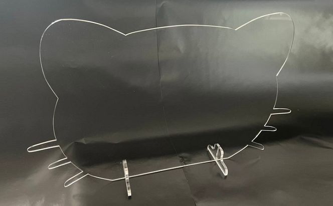 アクリル ネコ パーテーション 雑貨 日用品 クリア 手作り スタンド 飛沫 感染予防 猫 