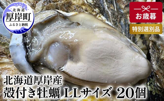 北海道 厚岸産 殻付き 牡蠣 LLサイズ 20個 お歳暮 特別選別品 魚貝類 生牡蠣 海鮮 海の幸 海産物 ふっくら 濃厚 甘み マルえもん オイスター 生食用殻付カキ 生食用 