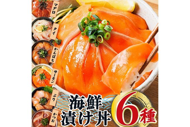 ＜お試しサイズ＞海鮮 お魚 漬け丼 6種 セット ぶり 真鯛 カンパチ マグロ サーモン カツオのたたき 食べ比べ 簡単 便利 小分け 個包装 まだい 鰤 鮪 鰹 お取り寄せ 海鮮丼 時短 【UZ-16】【請関水産】