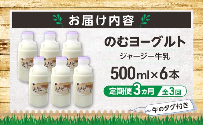 定期便 3ヵ月連続 全3回 のむヨーグルト 生乳100%使用 500ml×6本 北海道産 ジャージー種 [i・ふぁーむ] 【 飲むヨーグルト 牧場直送 幕別 プレーン 濃厚 牛 朝食 】