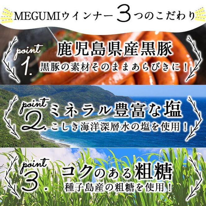 豚の飼養頭数日本一！鹿児島県産黒豚ハムセット1.4kg超！(黒豚手巻ロースハム約700g・黒豚黒豚MEGUMIウインナー3種 プレーン・ジンジャー・ガーリック各1P(144g)・黒豚生ハムスライス100g・黒豚炭火焼豚220g) b2-028