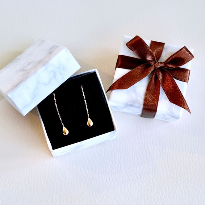 K18(18金) イエローゴールド 地金 雫 チェーン ピアス シンプル ツユ ティアドロップ 保証書付 KO-0070 242-034-a