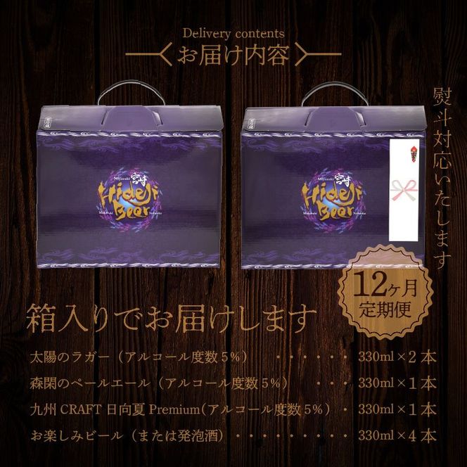 12ヶ月定期便　宮崎ひでじビール　お楽しみ8本セット　N073-YZH035