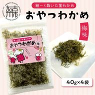 おやつわかめ梅味BIG 160g(40g×4)《 海藻 わかめ ワカメ おやつ おやつわかめ おつまみ 珍味 茎わかめ ビックサイズ 》【2401D03404】