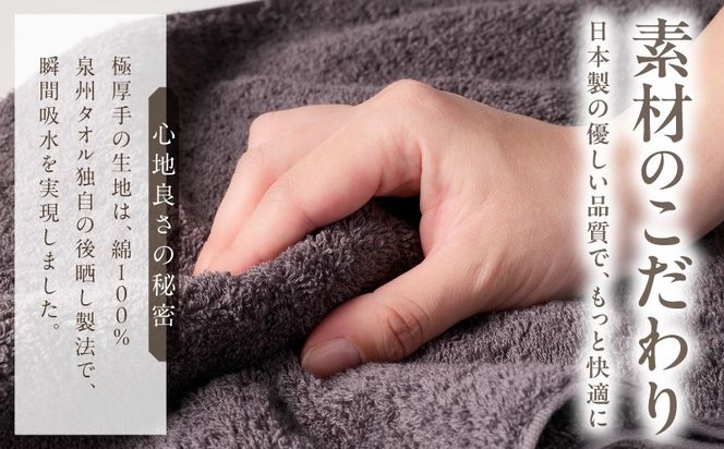 010B1936 極厚スリムバスタオル ダークグレー 4枚【泉州タオル たおる 国産 吸水 普段使い シンプル 日用品 家族 ファミリー】