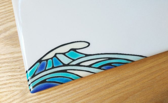 九谷焼 表札「プルメリアサーフ」 糠川孝之作 a05 工芸品 民芸品 