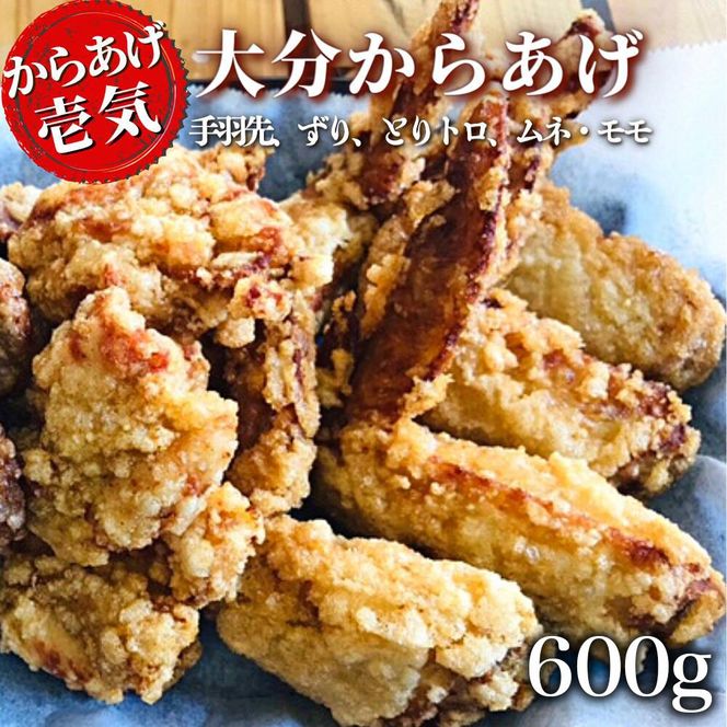 唐揚げ 大分からあげ 600g （モモ、とりトロ、ムネ、ずり、手羽先） 【からあげ壱気】0B1-119 