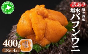 訳あり 北海道 噴火湾産 塩水 バフンウニ 100g 4パック 計400g うに ウニ 雲丹 海鮮 海の幸 魚介類 ウニ丼 お寿司 濃厚 無添加 産地直送 お取り寄せ 山村水産 送料無料