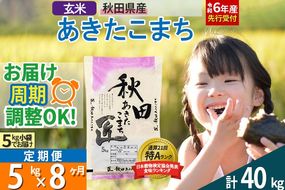 【玄米】＜令和6年産 予約＞ 《定期便8ヶ月》秋田県産 あきたこまち 5kg (5kg×1袋)×8回 5キロ お米【お届け周期調整 隔月お届けも可】|02_snk-020308s