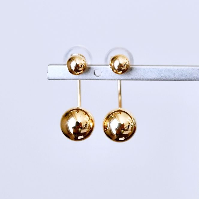 K18(18金) イエローゴールド おしゃれ 2way ボール ピアス 地金 (直径4mm7mm) 保証書付 M1011 242-031