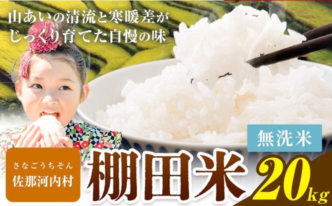 【先行予約】 棚田米 20kg 米 無洗米 送料無料 徳島県 佐那河内村 棚田米《2026年11月以降順次出荷》---sanagouchi_lcl_135_20kg---