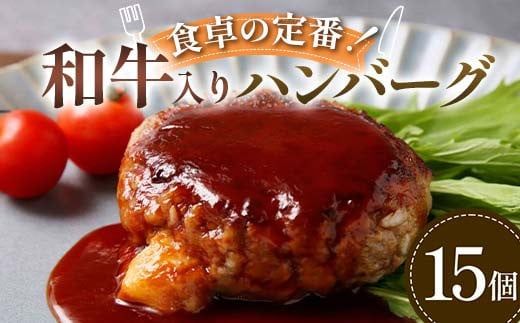 食卓の定番！和牛入りハンバーグ 15個 豚肉 和牛 定番 ジューシー 肉汁 手軽  メインディッシュ ジュワッ お子さま 大人 シンプル 飽きない お歳暮 お中元 F6T-594