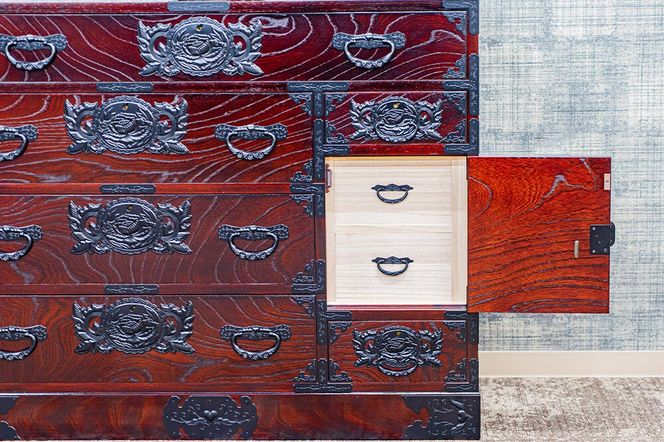 仙台箪笥 三・五尺野郎箪笥 拭き漆塗り KC-7C （申込書返送後、1ヶ月～6ヶ月程度でお届け） 欅産業 たんす 家具 収納 インテリア|06_kyk-740301