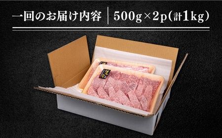 【 全6回 定期便 】 博多和牛 厚切り カルビ 1kg ( 500g × 2P ) 糸島 【幸栄物産】 [ABH039]