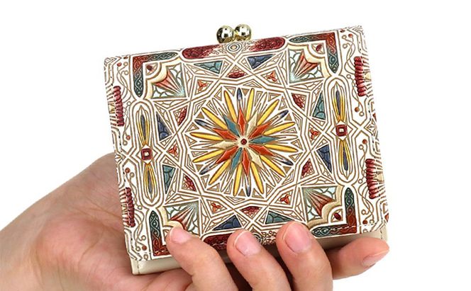 【文庫屋大関】三つ折りミニ財布　カロ（ブロンズ）【皮革工芸品】 ファッション 小物 民芸品 お札 カード 小銭 手のひらサイズ コンパクト 大人 タイル 牛革 手作り 国産 