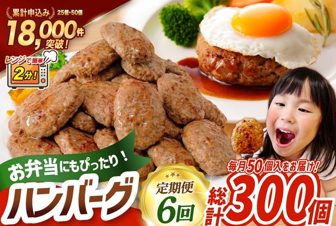 6回 定期便 レンジで簡単 ハンバーグ 60g 50個 総計 300個 総重量 18kg [オサベフーズ 宮城県 気仙沼市 20566203] ハンバーグ 大容量 時短 レンジ 簡単調理 ハンバーグ 便利 肉 お肉 弁当 惣菜 おかず ハンバーグ