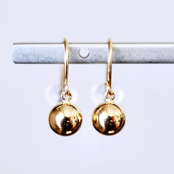 K18(18金) イエローゴールド 地金 ボール ピアス フックタイプ シンプル 保証書付 KO-0068 242-029-a