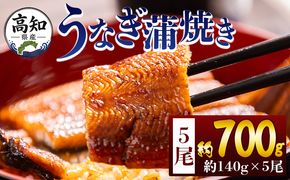うなぎ 高知県産蒲焼きうなぎ 約１４０ｇ ５尾 計約７００ｇ fb-0147